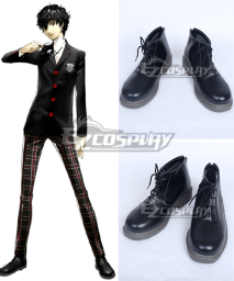 Persona 5 Protagonist Akira Kurusu Ren Amamiya Black Cosplay Shoes